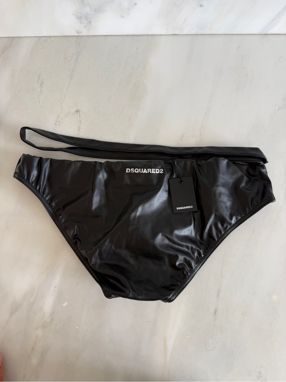 Black DSQUARED2 Bikini Bottoms with Waist Strap - Picture 3 of 5